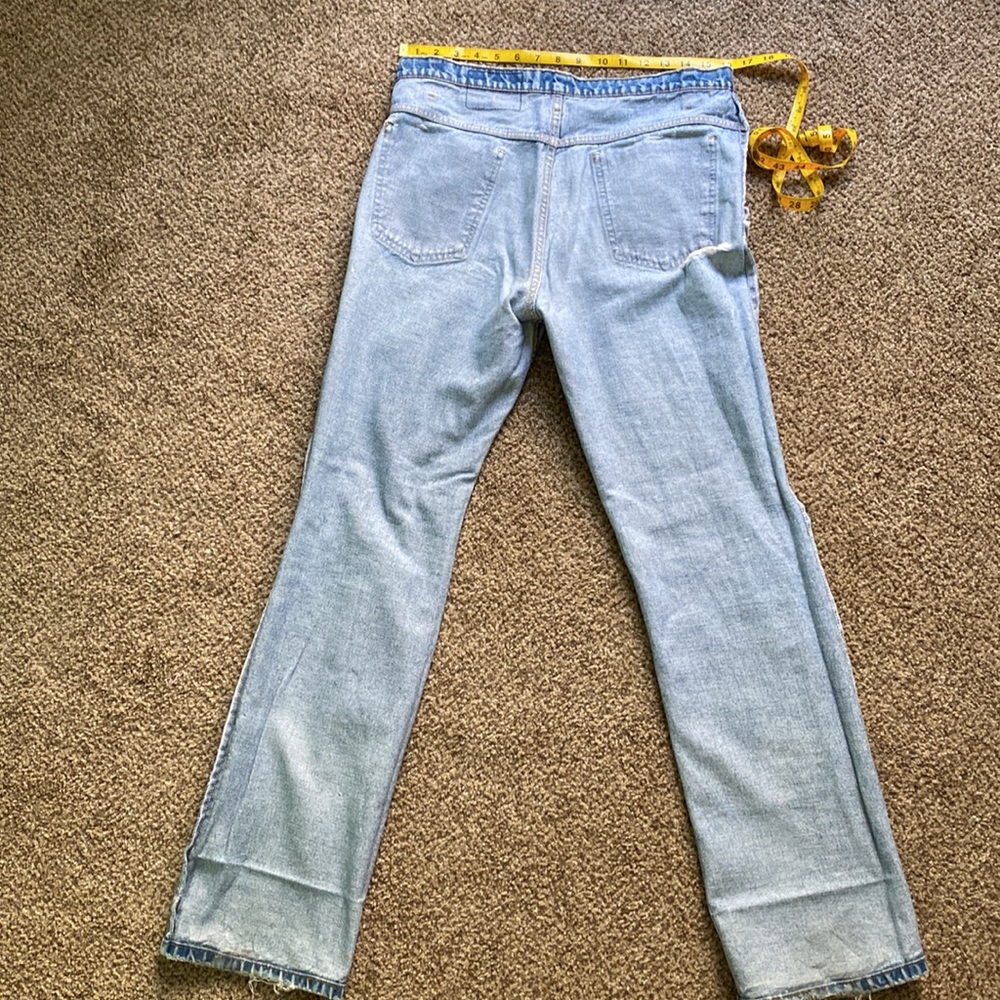 VNTG LEVIS ORANGE TAB 70s zipper fly DESTROYED jeans with super light wash 34/34 - Picture 13 of 13